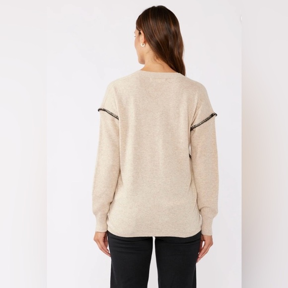 Lovestitch Ren Pullover V-Neck Sweater Size Small Oatmeal/Black Bohemian - Picture 3 of 14